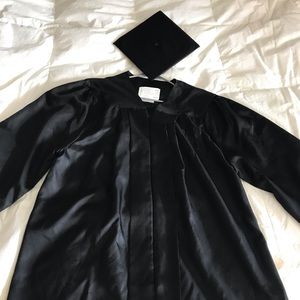 Black Graduation Cap and Gown - worn once